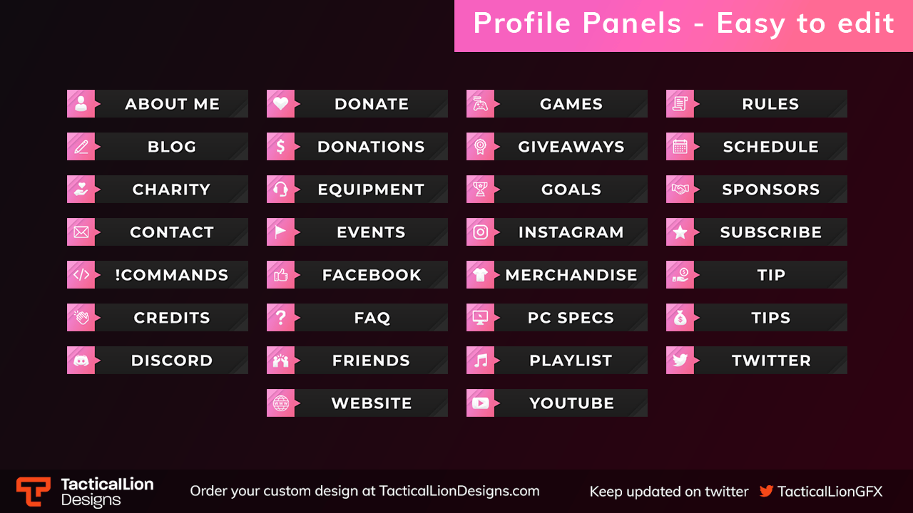 4 Unique Free Twitch Panels For Your Stream Tacticalliondesigns