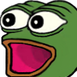Poggers Twitch emote with happy, excited Pepe the Frog